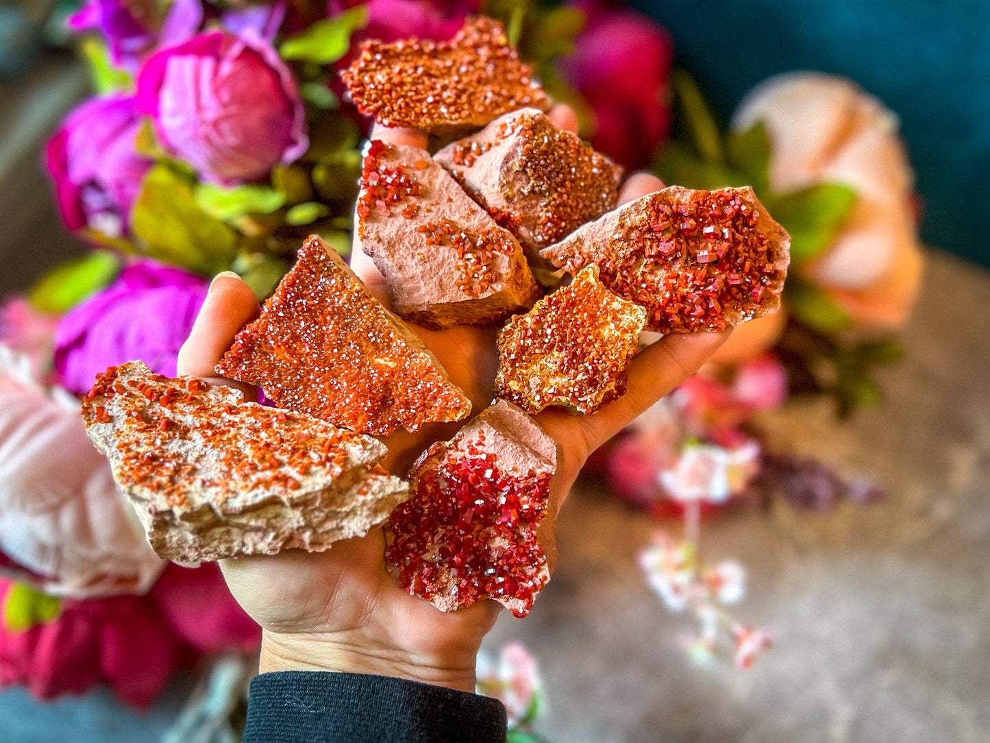 Vanadinite Cluster Specimens: 25-49 grams