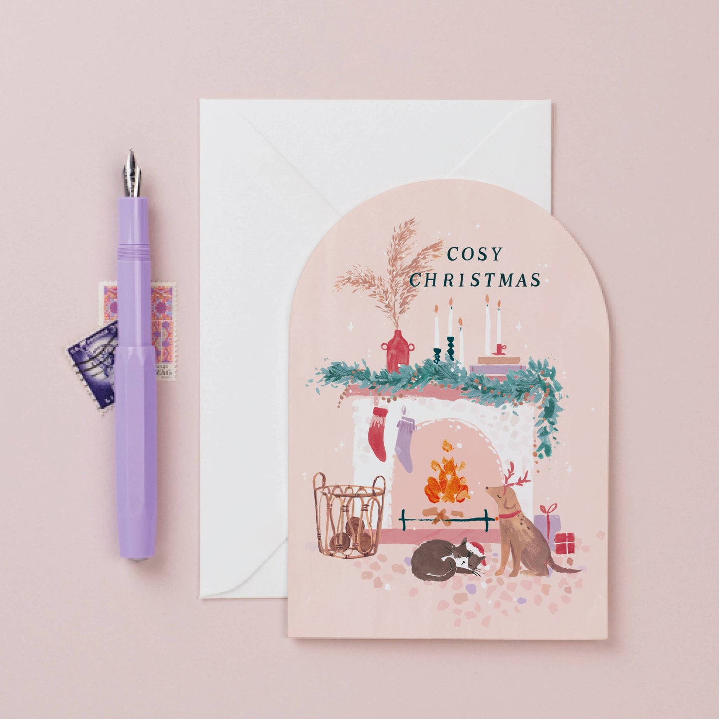 Sister Paper Co. - Cosy Fireplace Christmas Card | Holiday Card | Seasonal Card NVX05