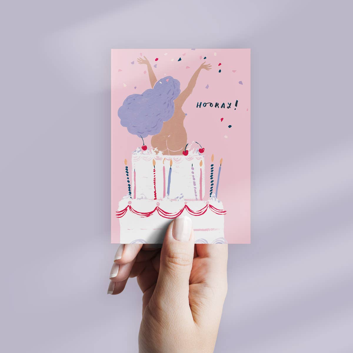 Sister Paper Co. - Hooray Birthday Cake Card | Birthday Cards | Funny Card VEC08