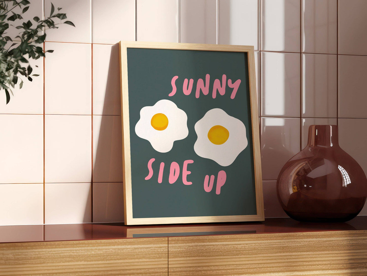 Twisted Rebel Designs - Sunny Side Up Print: Dark Blue / A5 / Unframed