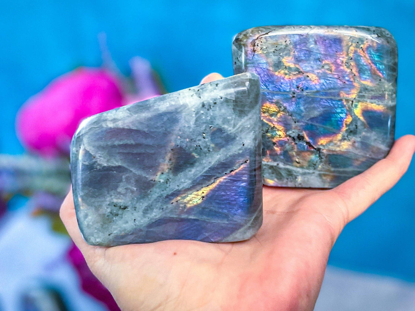 Purple Labradorite crystal Freeform, Rainbow Labradorite, Wh: 250-299g