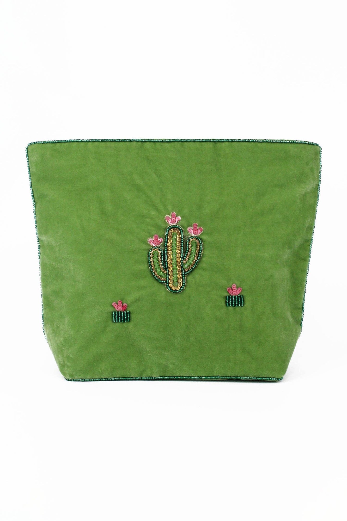 My Doris - GREEN BEADED CACTUS MAKE UP BAG