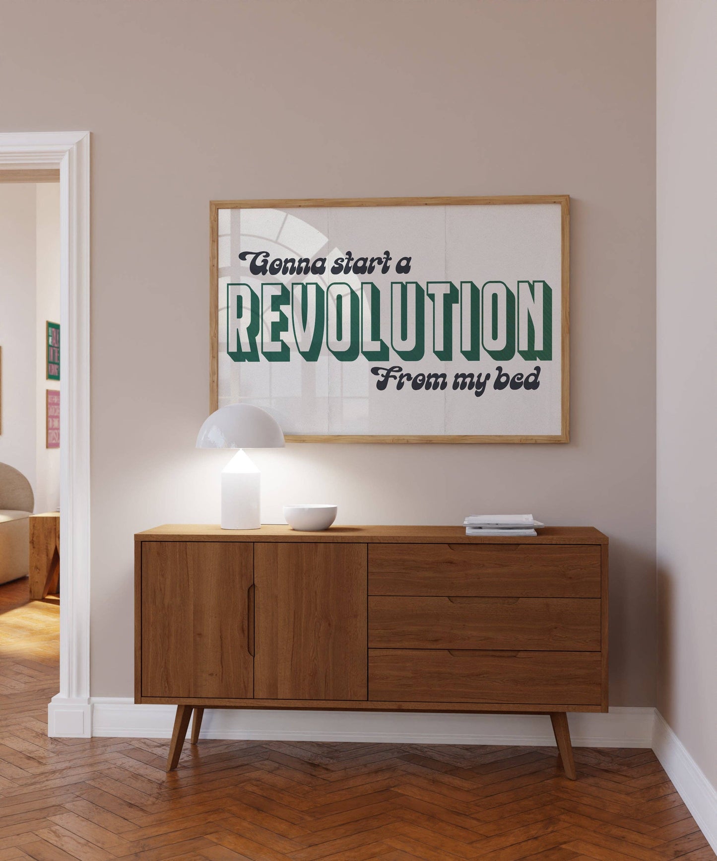 Twisted Rebel Designs - 'Gonna Start A Revolution From My Bed' Print: A5 / Multicolour