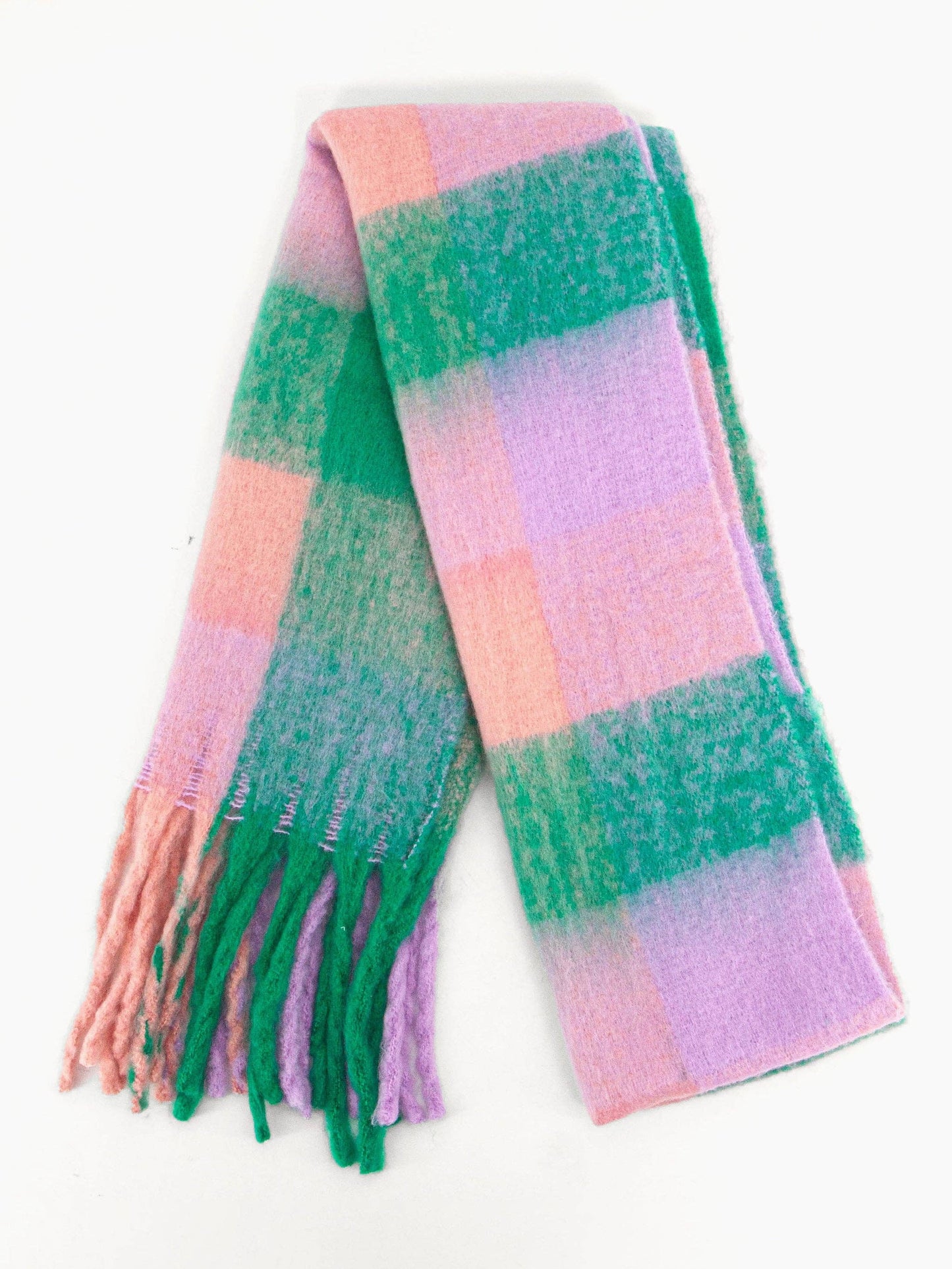 Sarta Accessories - Allie Heavyweight Scarf - Green/Lilac, Square Colour Block: One-size