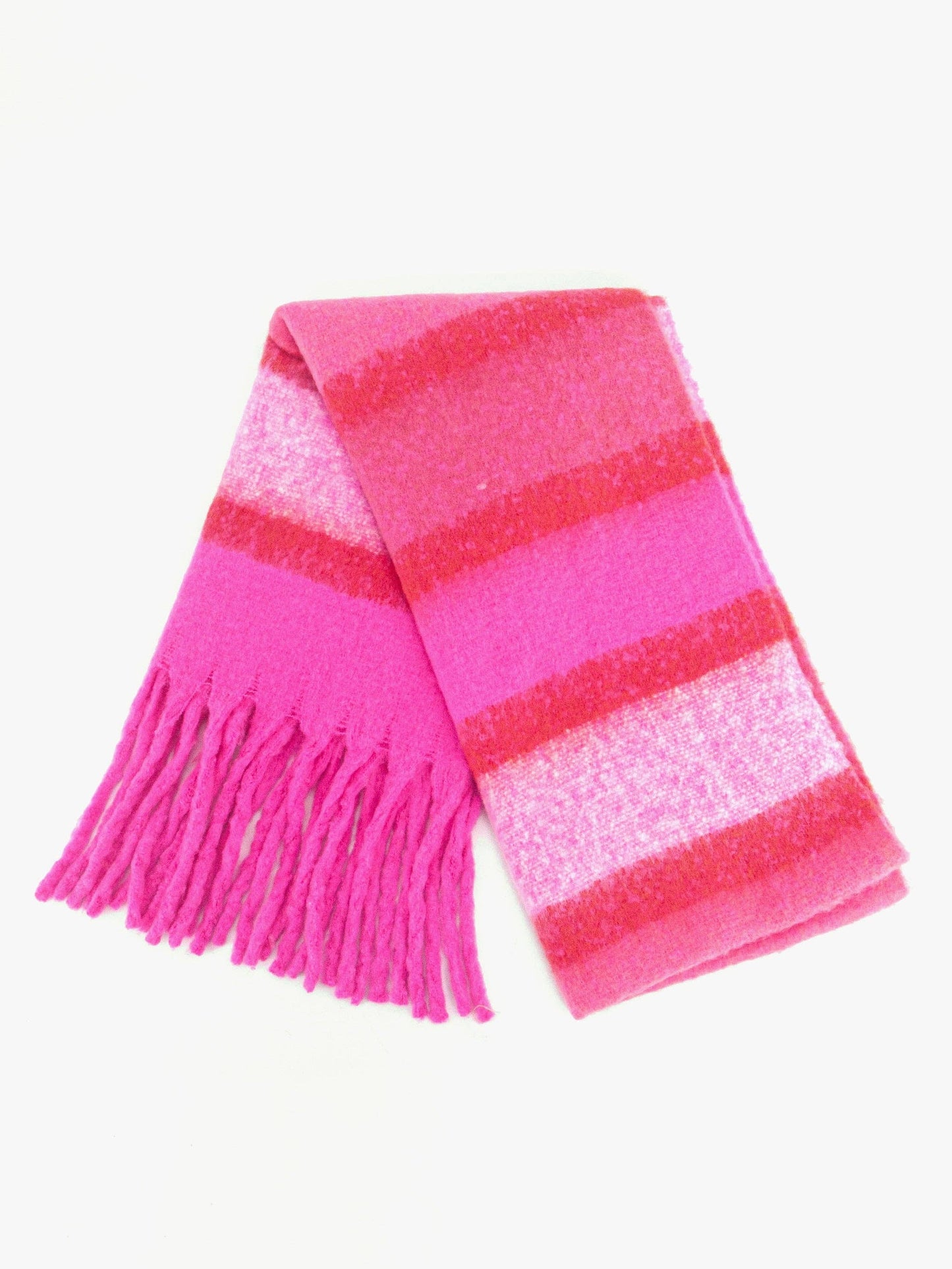 Sarta Accessories - Blair Heavyweight Scarf - Fuchsia, Colour Block Stripe: One-size