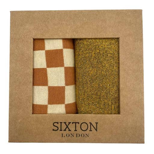 Sixton London - Chequerboard amber cream & Tokyo gold sock box duo: Without pin