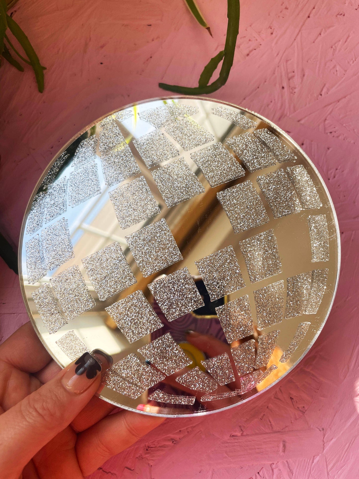 Printed Weird - Retro Disco Ball Mini Mirror: Silver Glitter