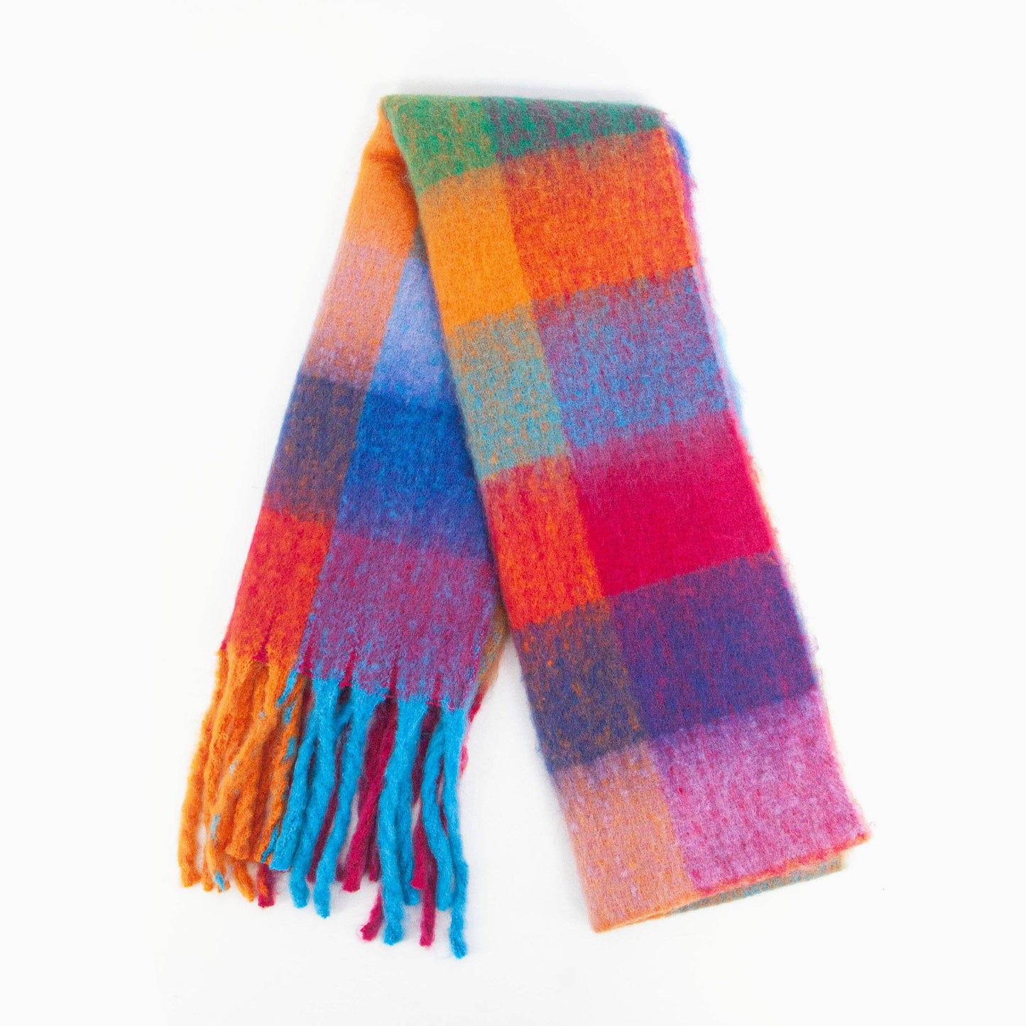 Sarta Accessories - Sara Heavyweight Scarf - Blue/Orange, Check: One-size