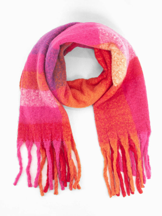 Sarta Accessories - Allie Heavyweight Scarf - Fuchsia, Square Colour Block: One-size