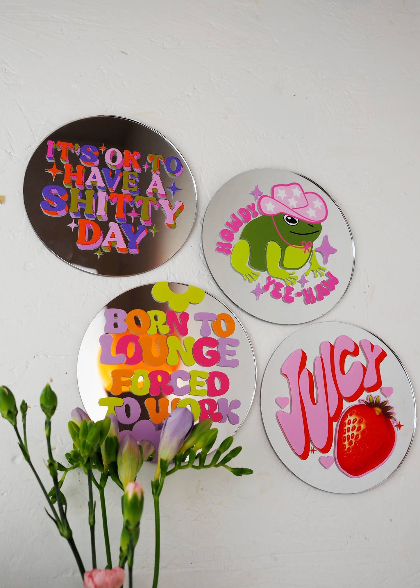 Printed Weird - It's Ok To Have A Shitty Day  Disc Mirror