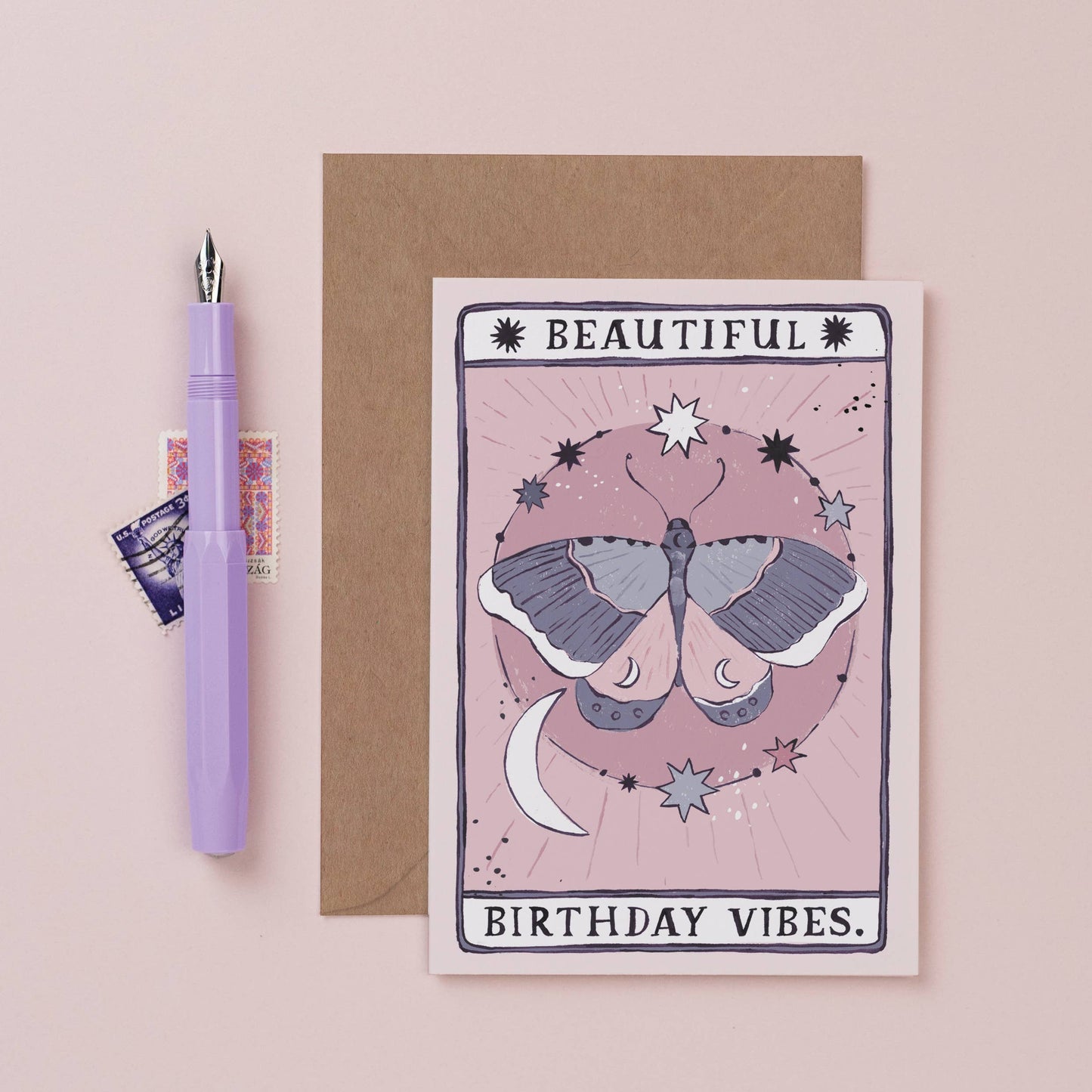 Sister Paper Co. - Moth Birthday Vibes Card | Birthday Card | Tarot Cards TAC16