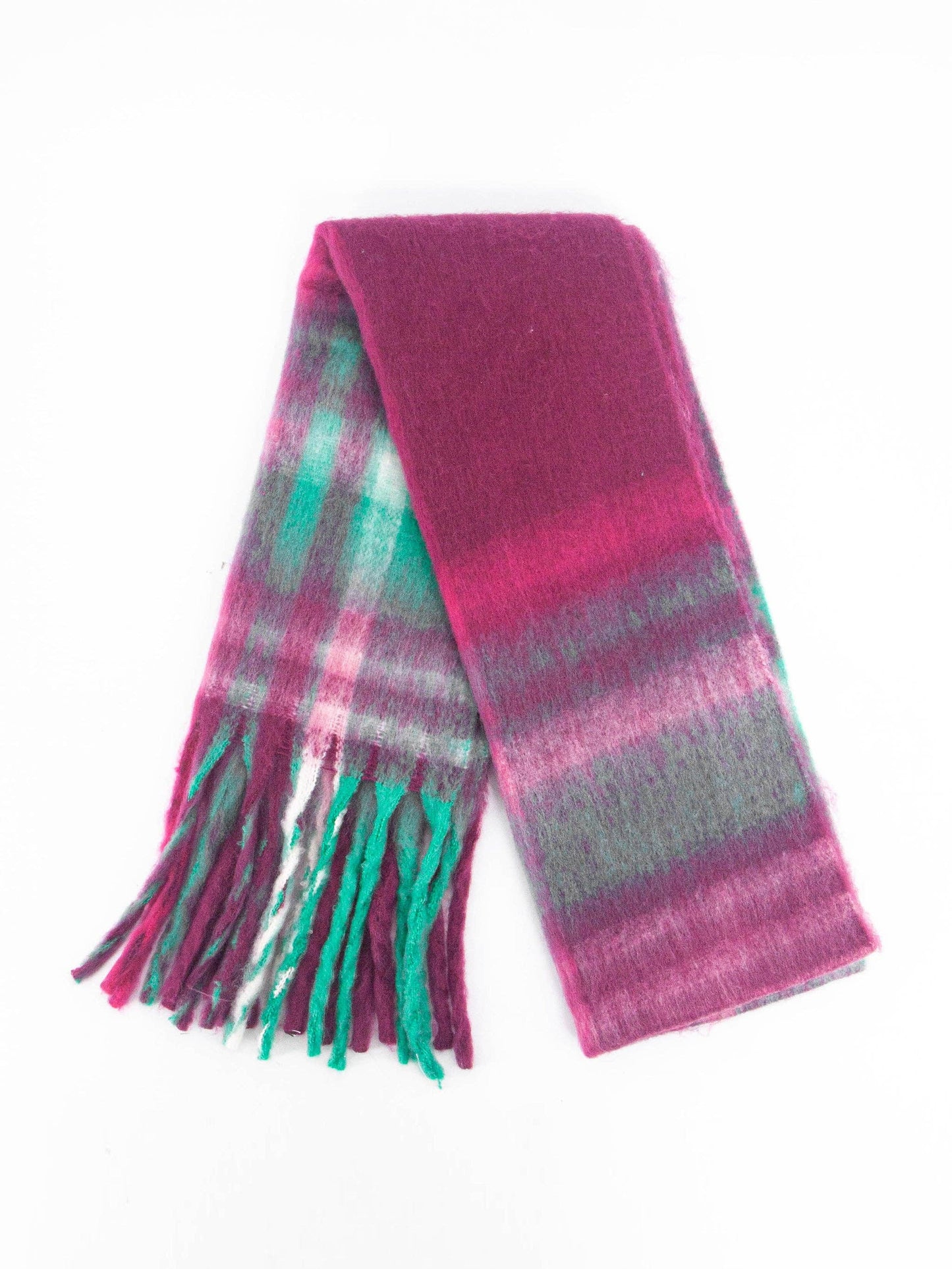 Sarta Accessories - Amy Heavyweight Scarf - Raspberry, Traditional Check: One-size