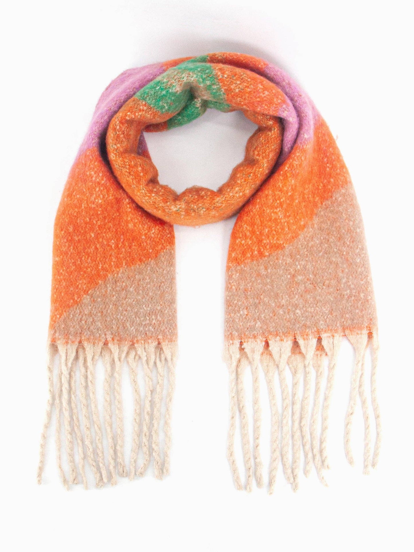 Sarta Accessories - Camden Heavyweight Scarf - Orange/Green, Wave Colour Block: One-size