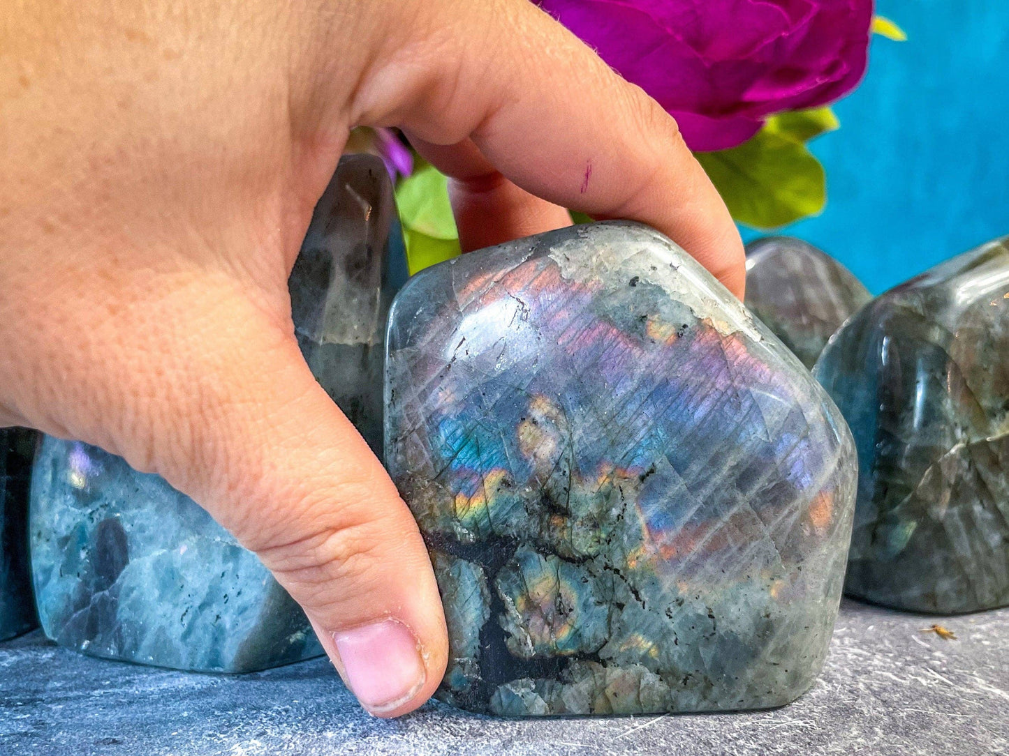 Purple Labradorite crystal Freeform, Rainbow Labradorite, Wh: 250-299g