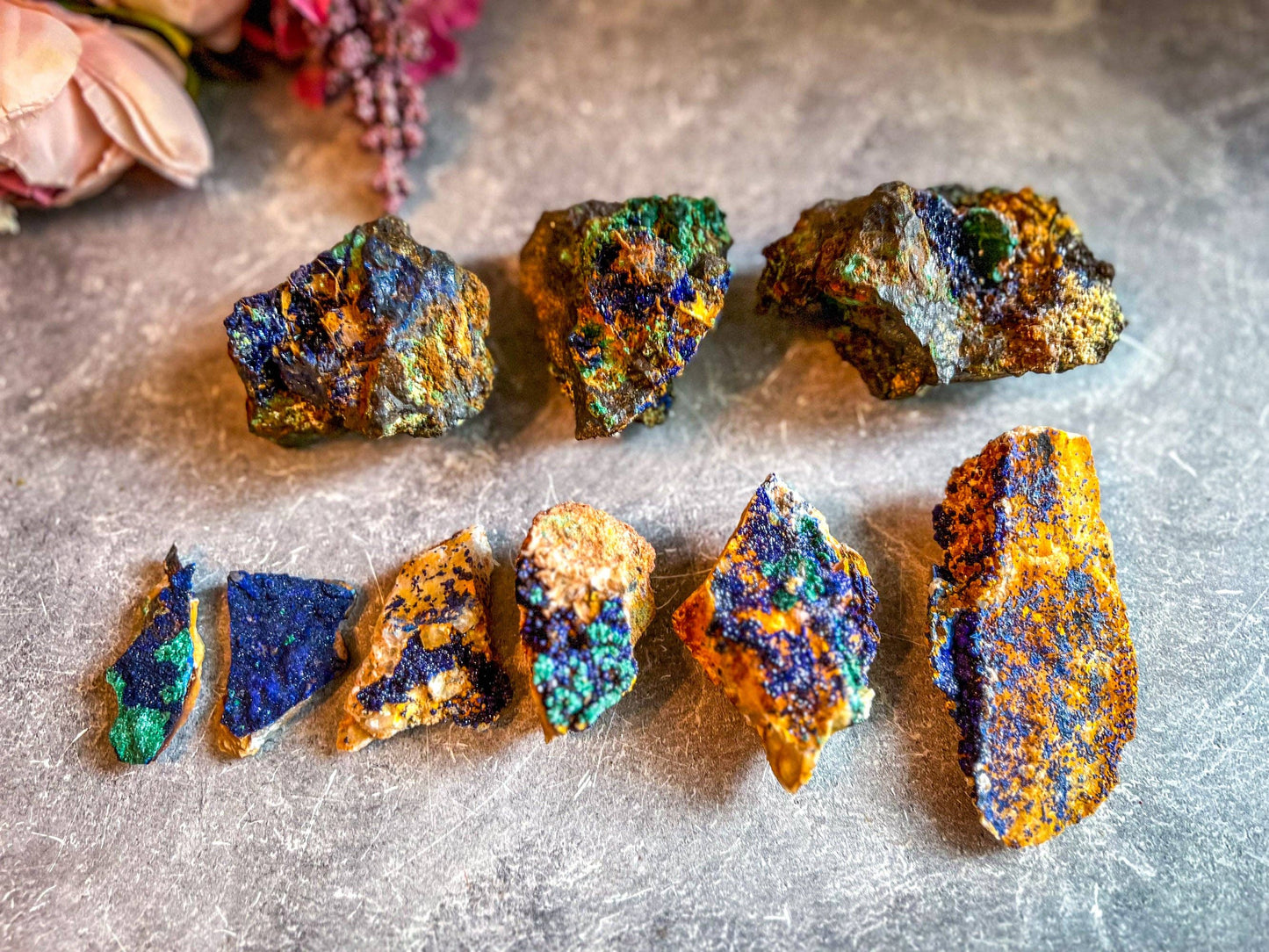 Raw Azurite Clusters from Morocco: 25-49 grams