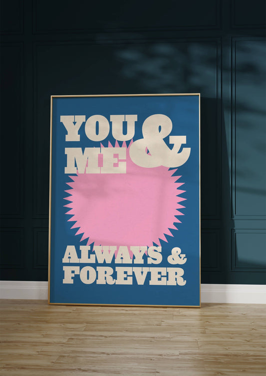 Twisted Rebel Designs - You & Me Print: A5 / Blue & Pink