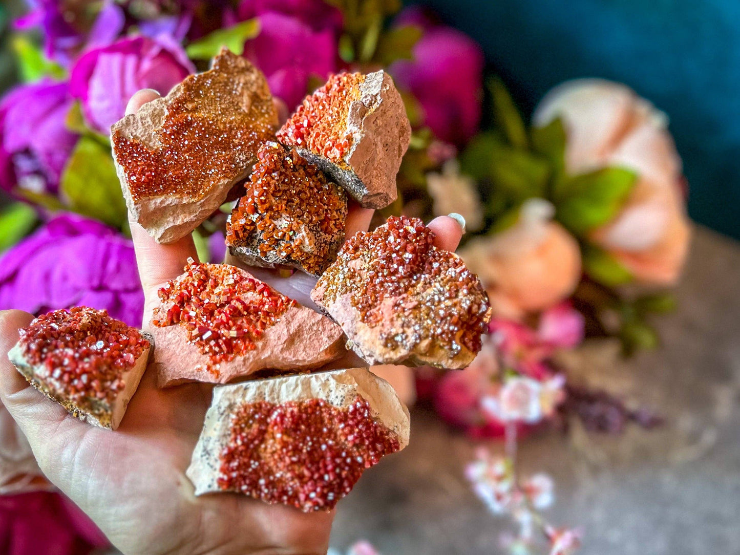 Vanadinite Cluster Specimens: 25-49 grams