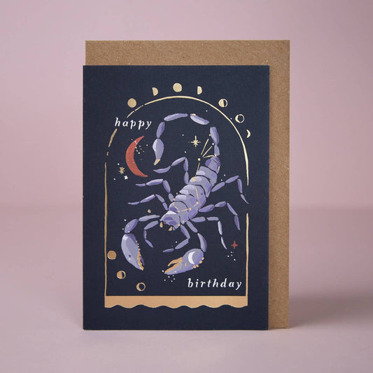 Sister Paper Co. - Scorpion Zodiac Birthday Card | Scorpio Star Sign Cards ZDC12