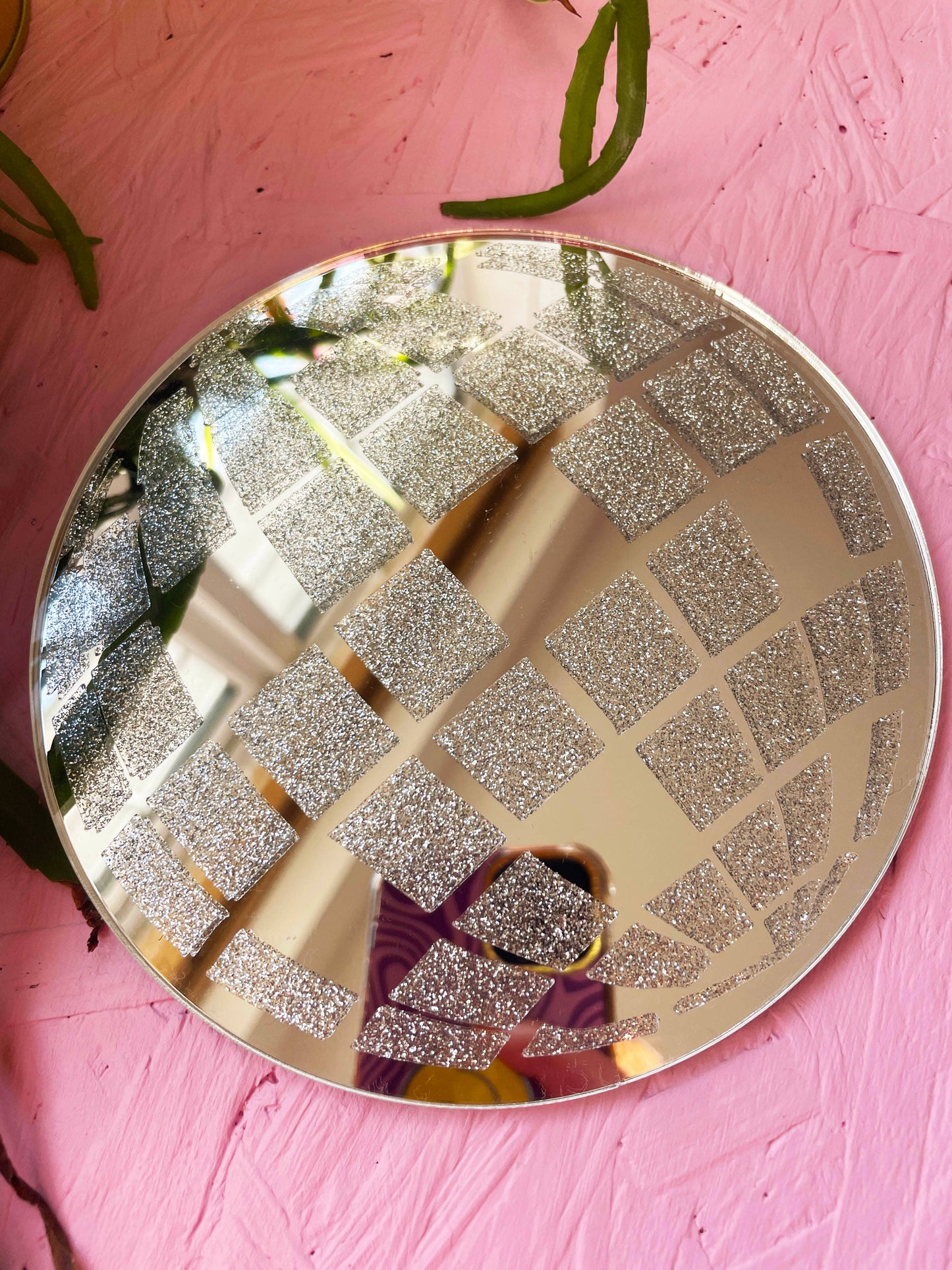 Printed Weird - Retro Disco Ball Mini Mirror: Silver Glitter