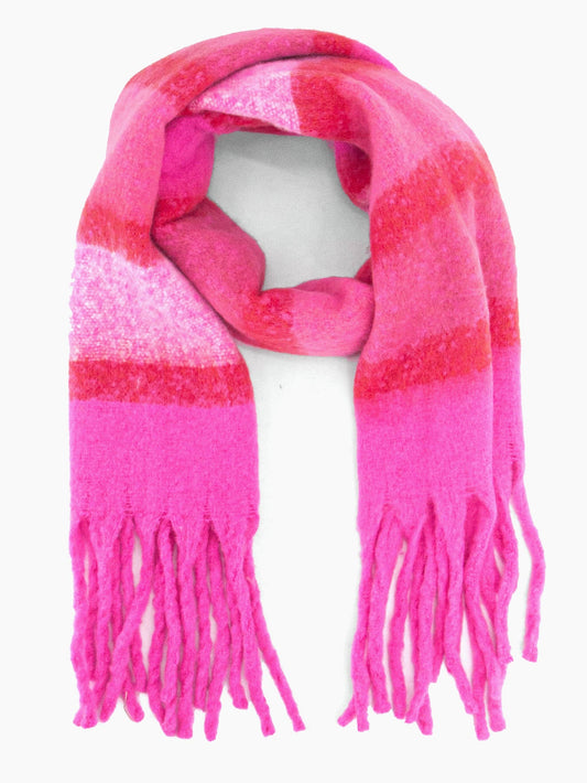 Sarta Accessories - Blair Heavyweight Scarf - Fuchsia, Colour Block Stripe: One-size