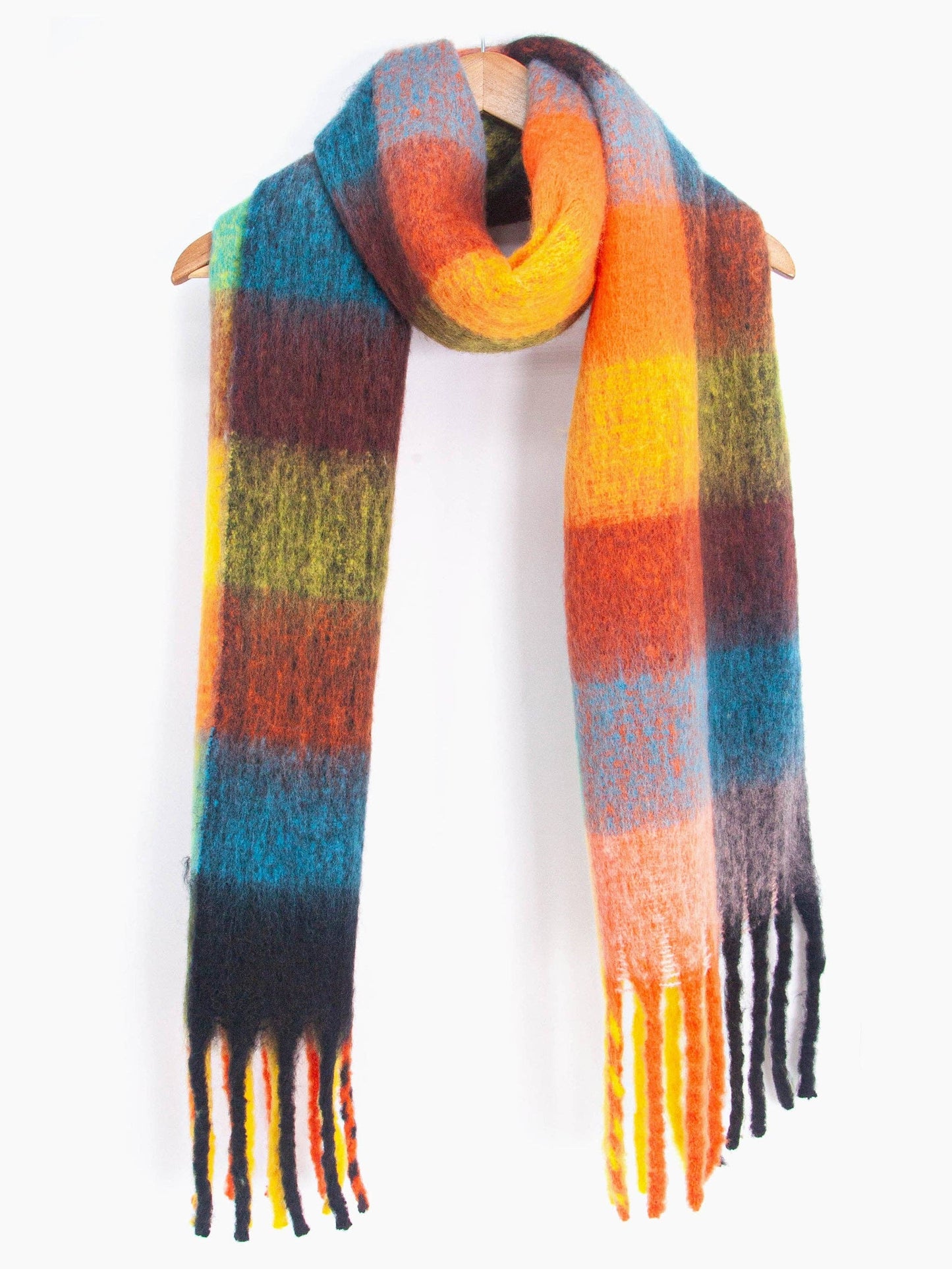 Sarta Accessories - Allie Heavyweight Scarf - Orange/Multi, Square Colour Block: One-size