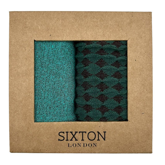 Sixton London - Turquoise Tokyo and Estoril sock box duo