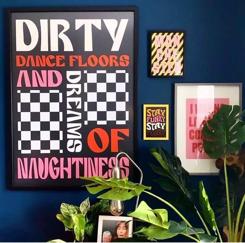 Twisted Rebel Designs - 'Dirty Dance Floors' Print: Black & Orange & Pink / A5