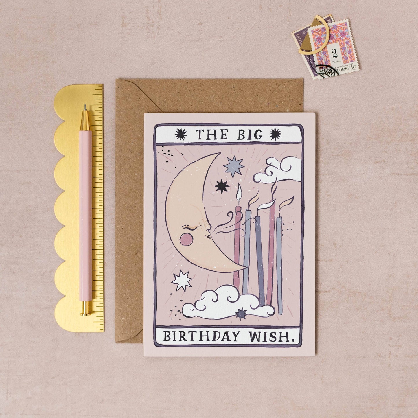 Sister Paper Co. - Tarot Moon Birthday Card | Unisex Birthday Card | Moon Tarot TAC20