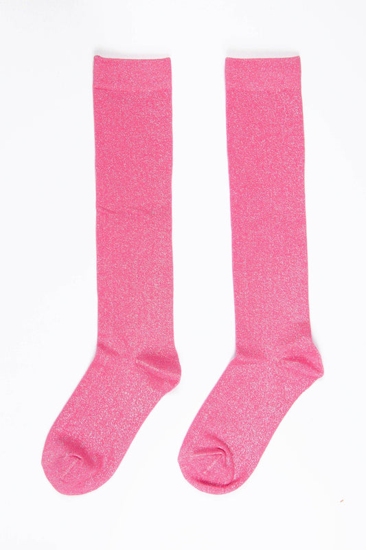 Sock Talk - Women's Knee High Glitter Socks - Hot Pink