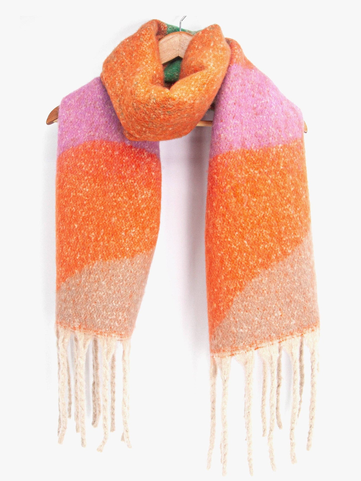 Sarta Accessories - Camden Heavyweight Scarf - Orange/Green, Wave Colour Block: One-size