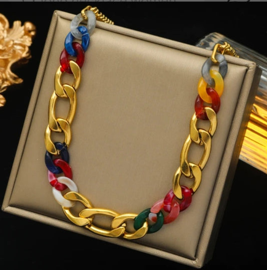 Colourful Stainless Steel Chain Link Necklace