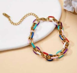 Colourful Stainless Steel Chain Link Bracelet