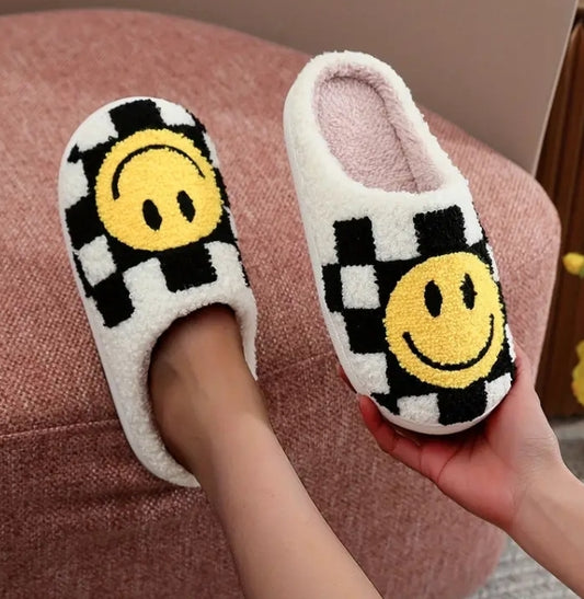 Slippers Checkerboard Lightning Smiley