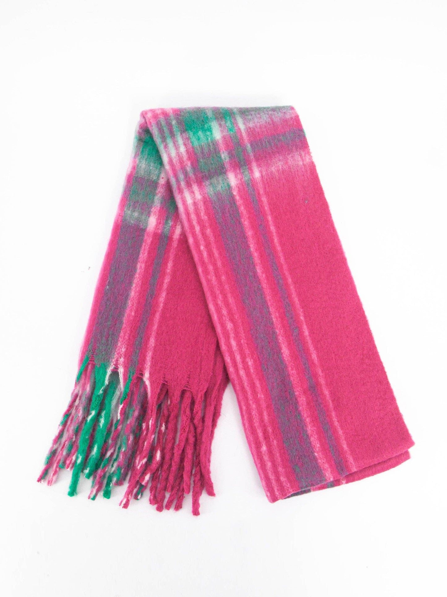 Sarta Accessories - Amy Heavyweight Scarf - Fuchsia, Traditional Check: One-size