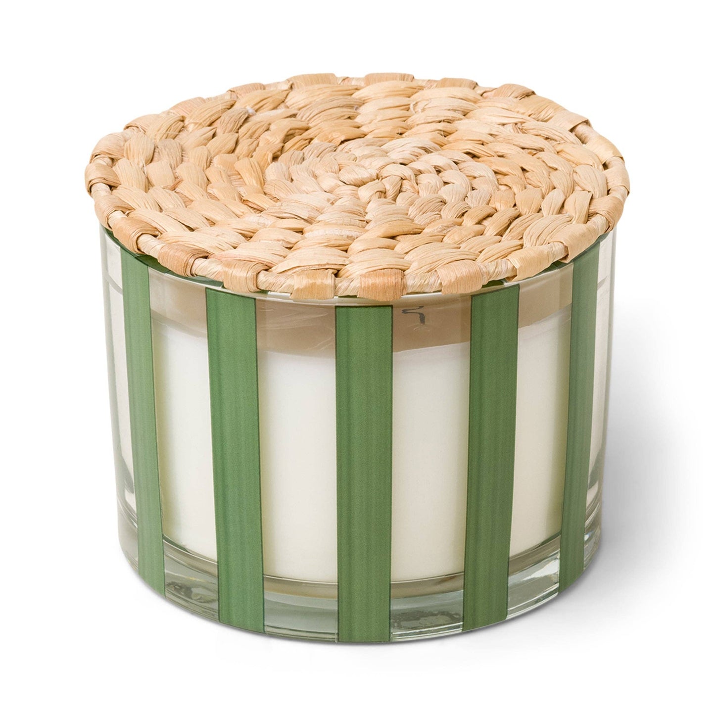 Al Fresco Striped Glass Candle (340g) - Green - Misted Lime