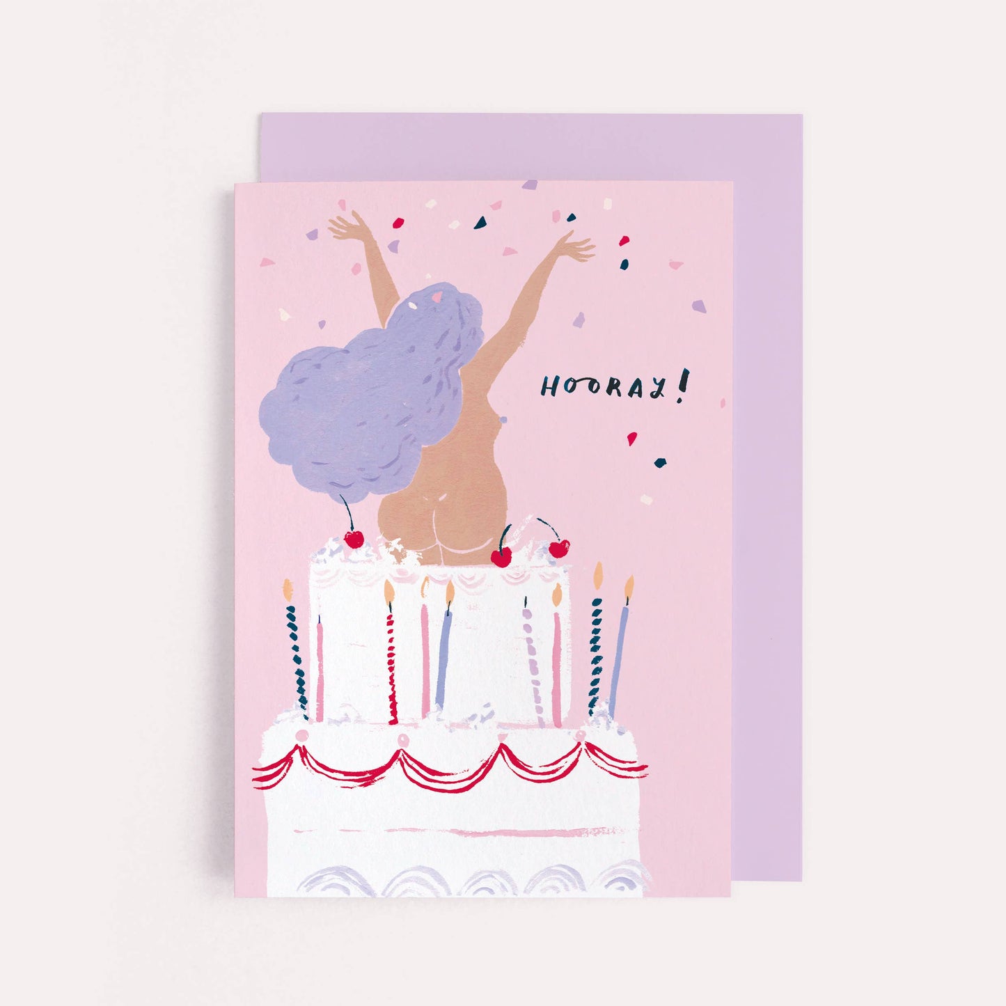 Sister Paper Co. - Hooray Birthday Cake Card | Birthday Cards | Funny Card VEC08