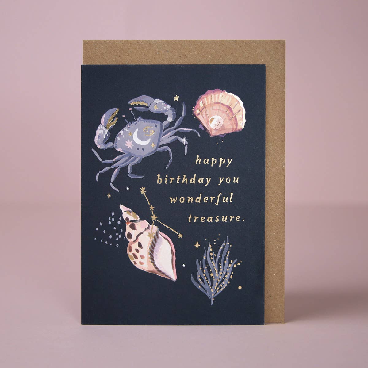 Sister Paper Co. - Treasure Zodiac Birthday Card | Cancer Star Sign Astrology ZDC06