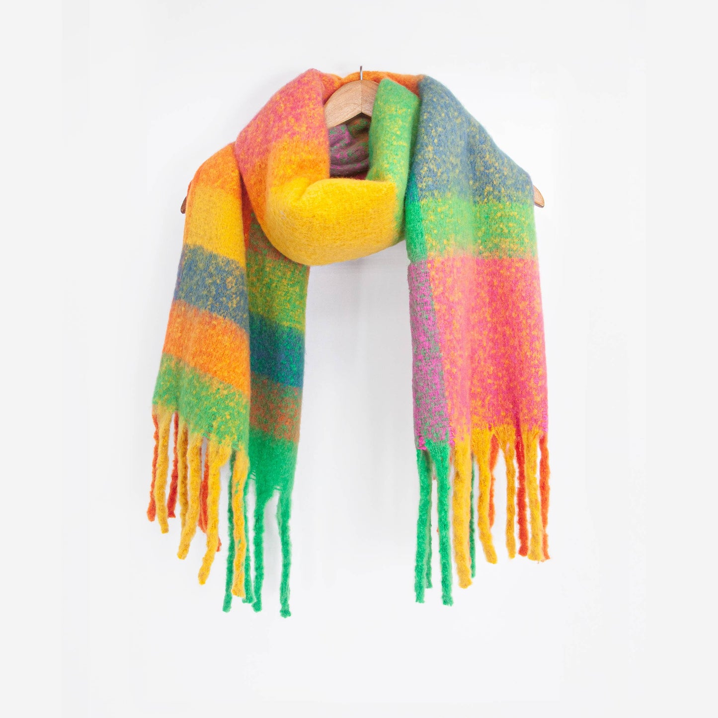 Sarta Accessories - Allie Heavyweight Scarf - Rainbow, Square Colour Block: One-size