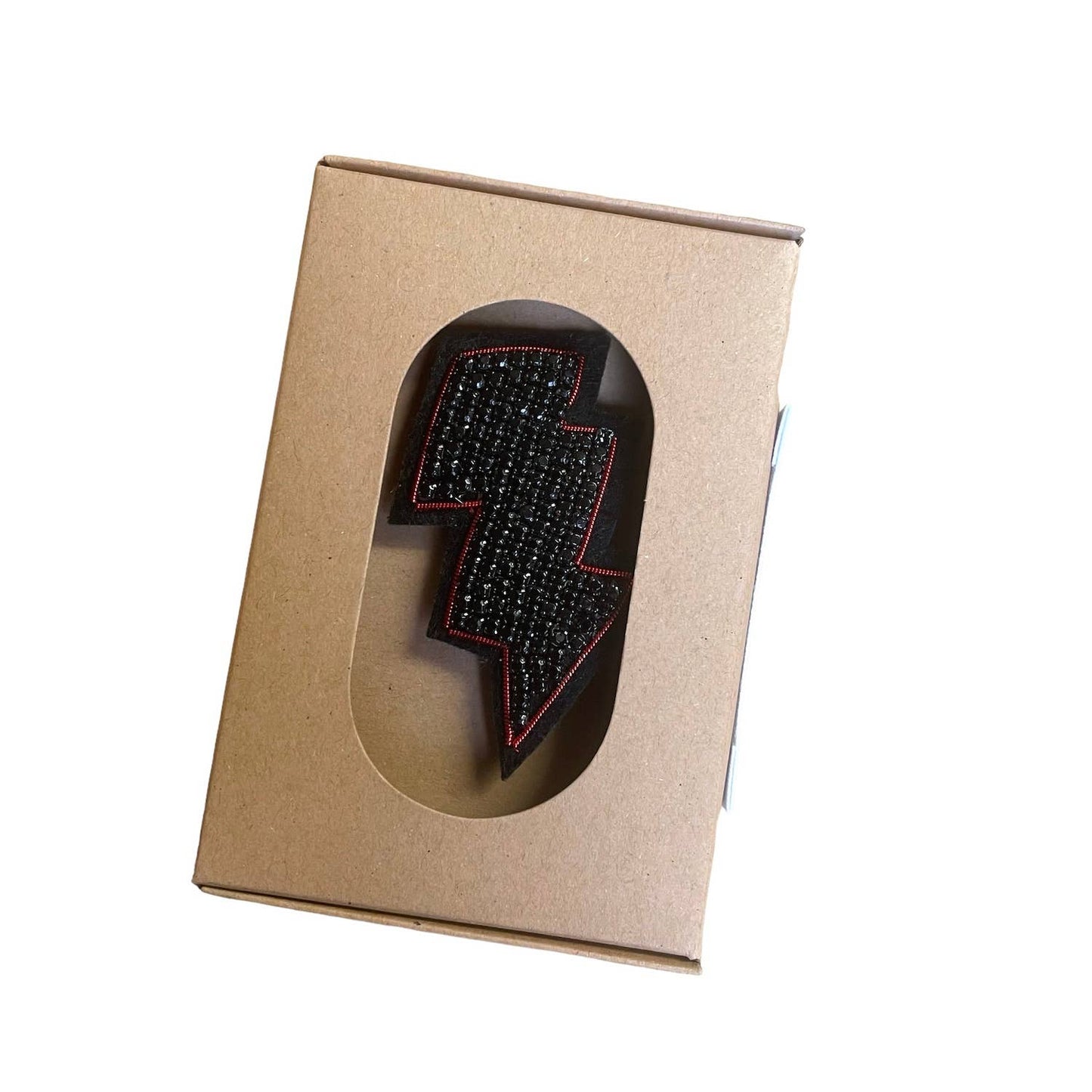 Sixton London - Large beaded lightning bolt pin / beaded brooch