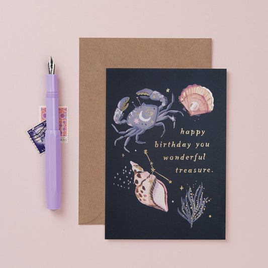 Sister Paper Co. - Treasure Zodiac Birthday Card | Cancer Star Sign Astrology ZDC06