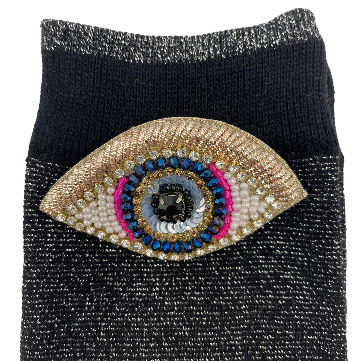 Sixton London - Tokyo socks with eclectic beaded pins: Pewter/ Petite insect