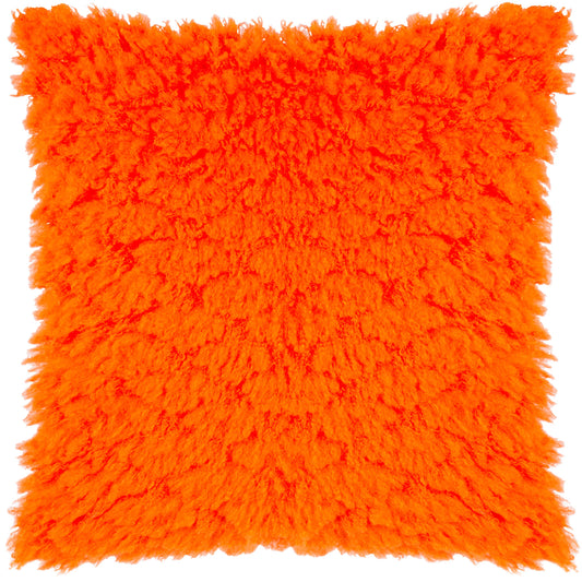 Riva Home - Fluff Ball Faux Fur Cushion Orange Fever: Orange Fever / Polyester Filled / 45 x 45cm