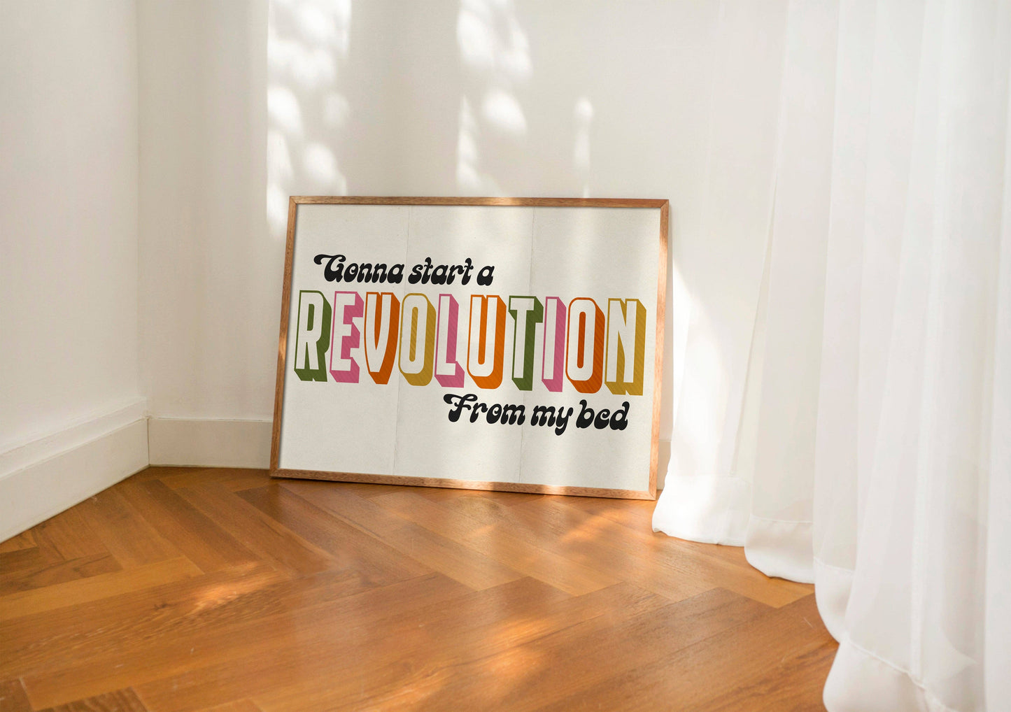 Twisted Rebel Designs - 'Gonna Start A Revolution From My Bed' Print: A5 / Multicolour