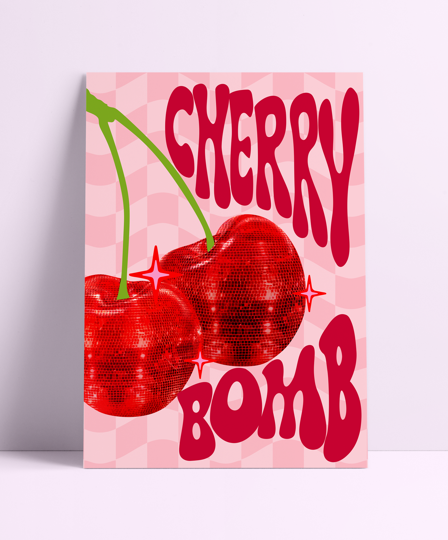 Printed Weird - Cherry Bomb Wall Print: A4