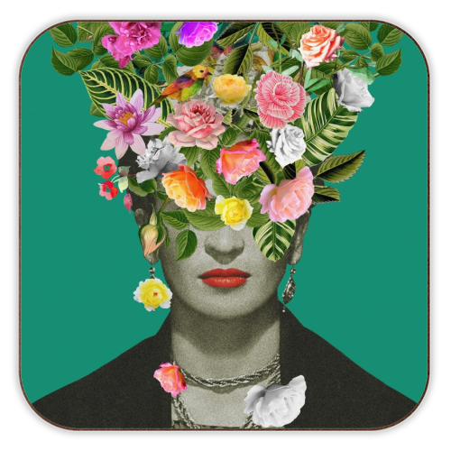 ART WOW - Coasters 'Frida Floral (Green)': Cork