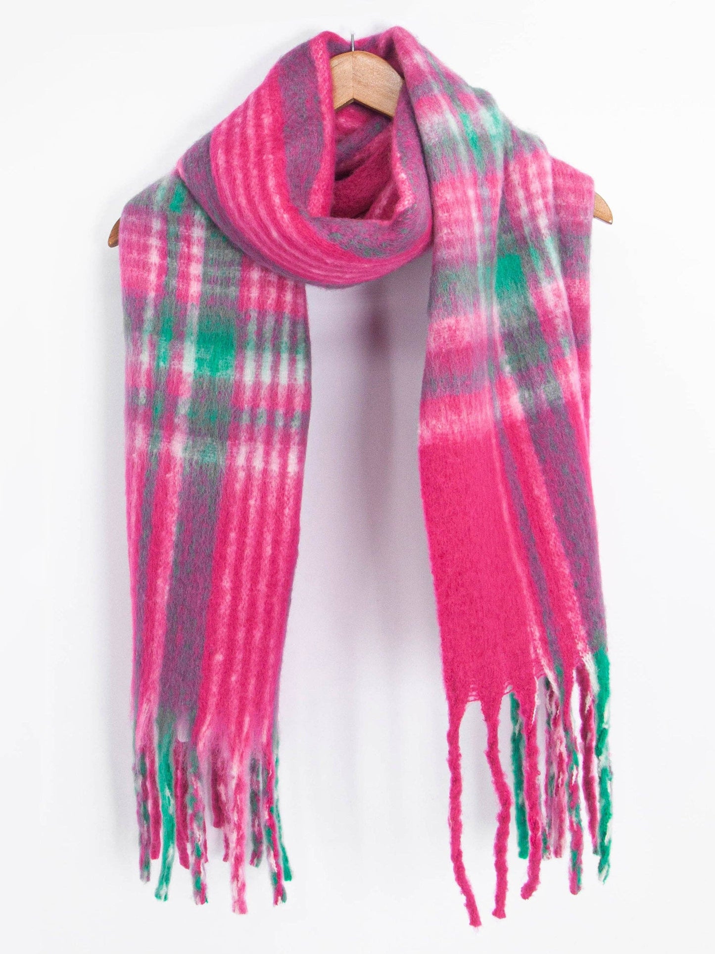 Sarta Accessories - Amy Heavyweight Scarf - Fuchsia, Traditional Check: One-size