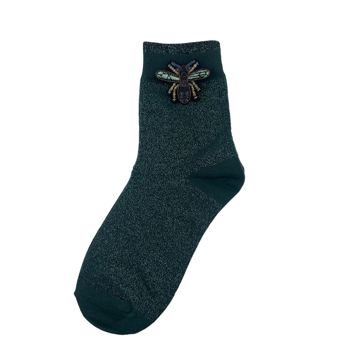 Sixton London - Tokyo socks with eclectic beaded pins: Teal/ Shell