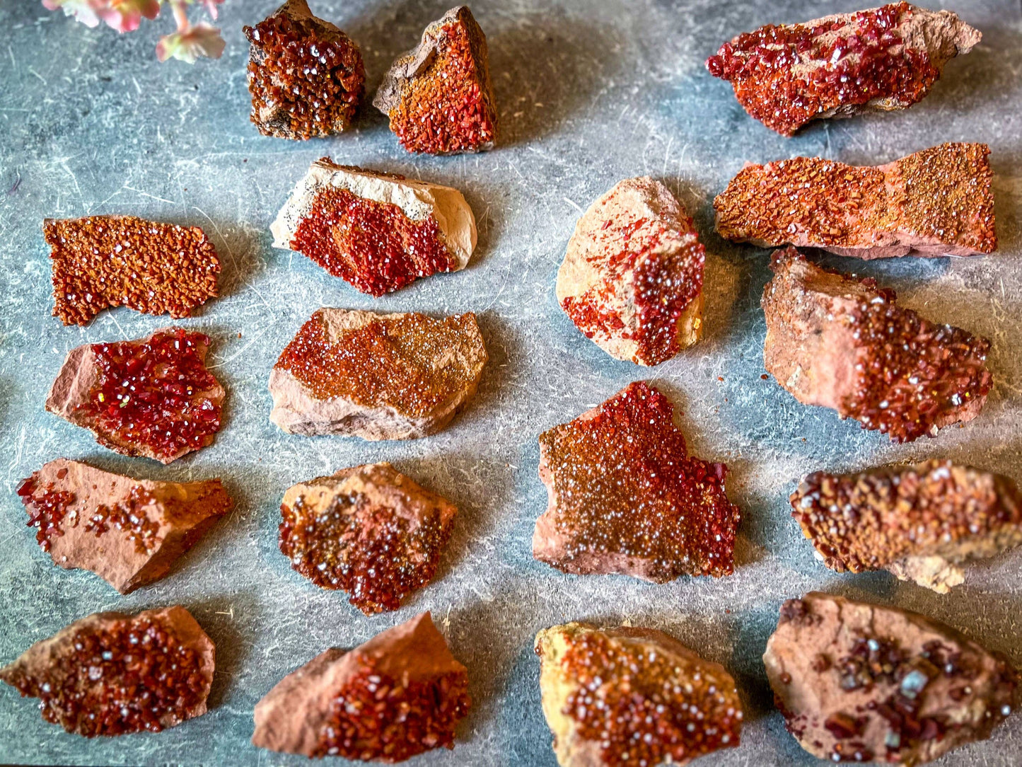 Vanadinite Cluster Specimens: 25-49 grams