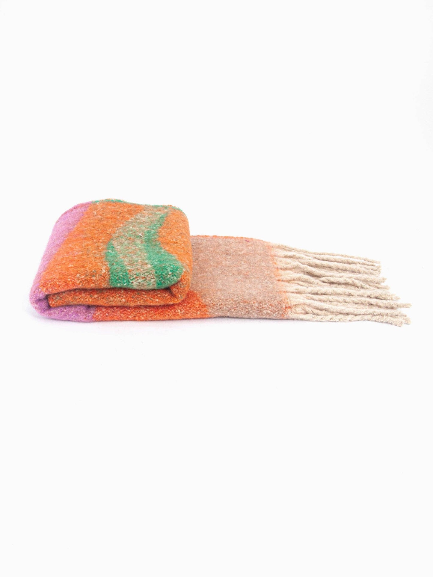 Sarta Accessories - Camden Heavyweight Scarf - Orange/Green, Wave Colour Block: One-size