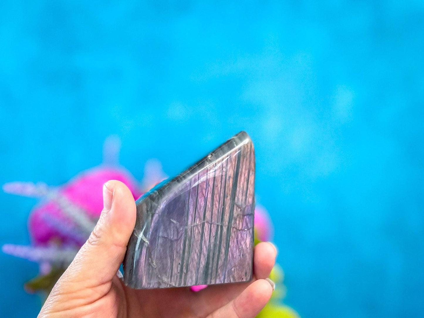 Purple Labradorite crystal Freeform, Rainbow Labradorite, Wh: 250-299g